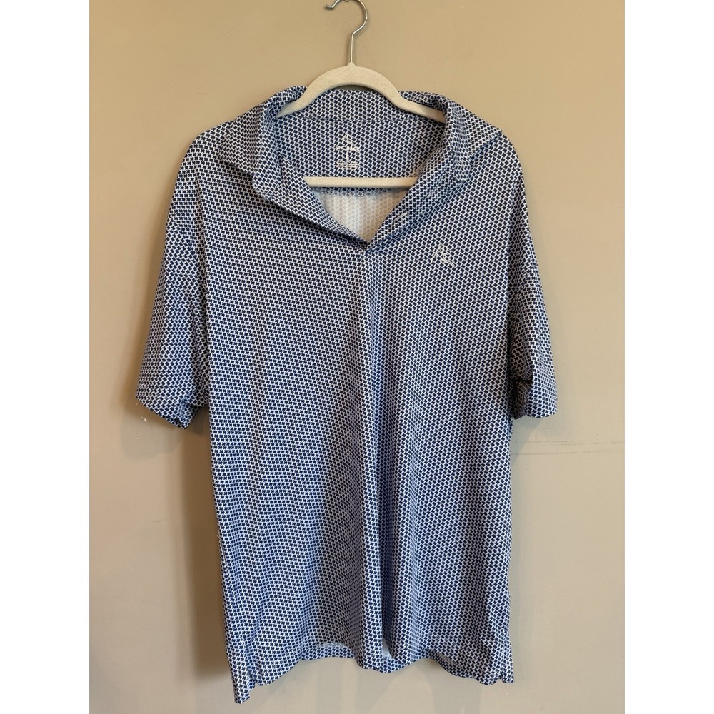 Rhoback Don't Mess With Texas Flag Golf Polo Shirt Blue All Over Print Sz L